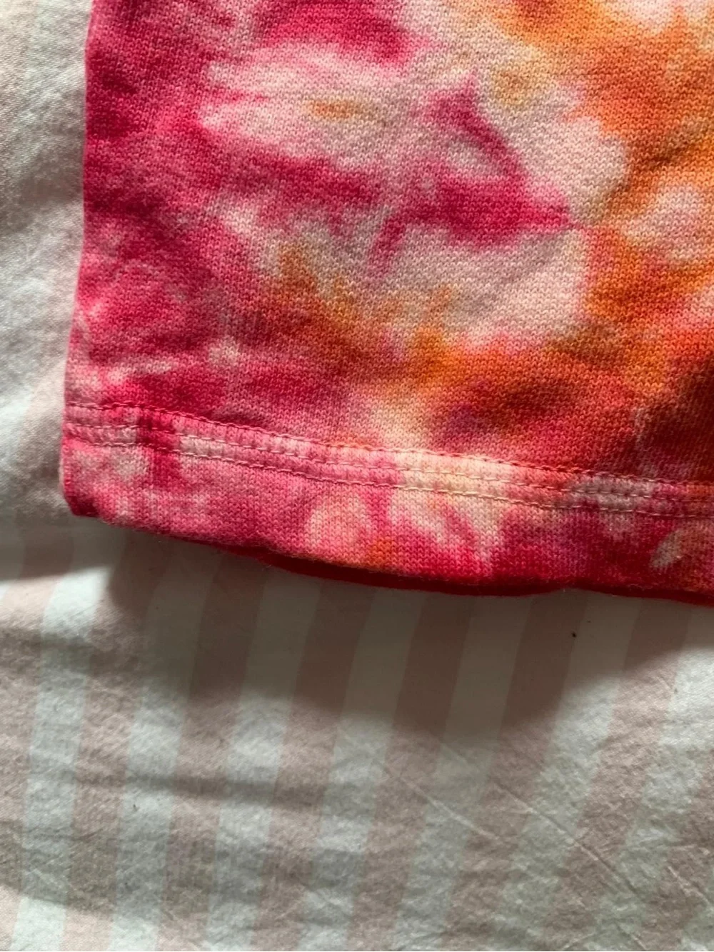 Girls' Tie-Dye Pink & Orange Knit Shorts with Elastic Waist